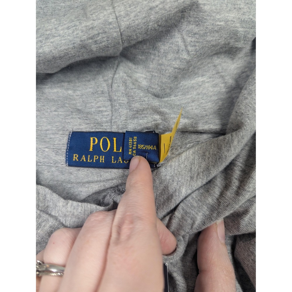 Polo Ralph Lauren Hooded Shirt Mens XL Gray Polo Bear Christmas Long Sleeve NWT - Picture 6 of 13